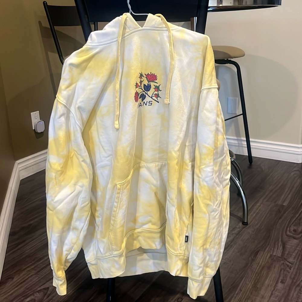 Vans Hoodie Sweatshirt Adult Medium Yellow Tie Dye Floral Graphic